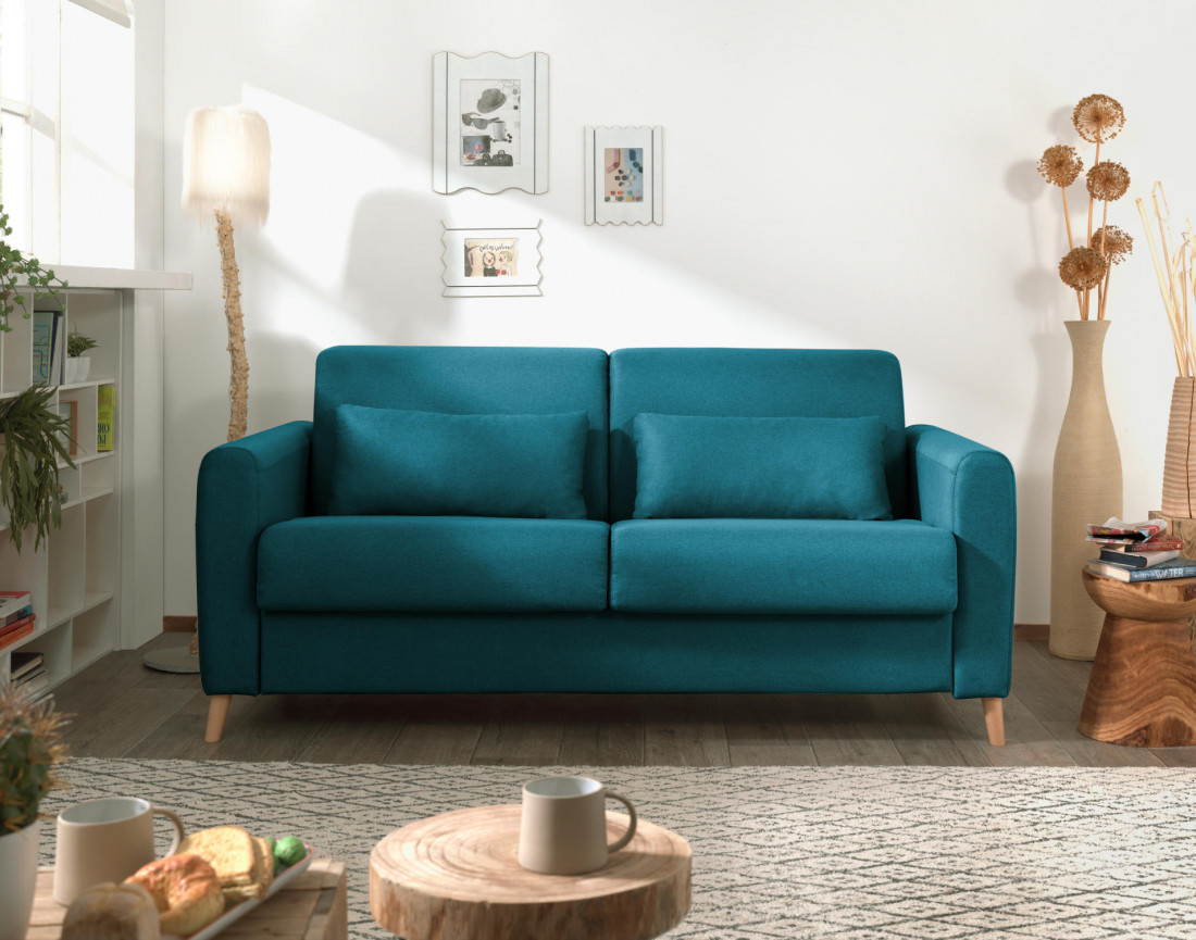 Canapé 3 places convertible express quotidien en tissu Timo