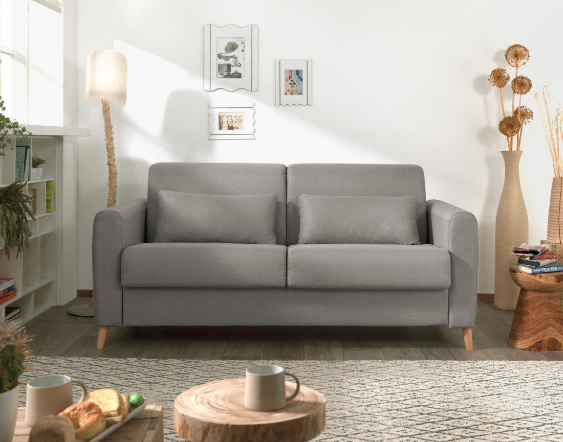 Canapé 3 places convertible express quotidien en tissu Timo