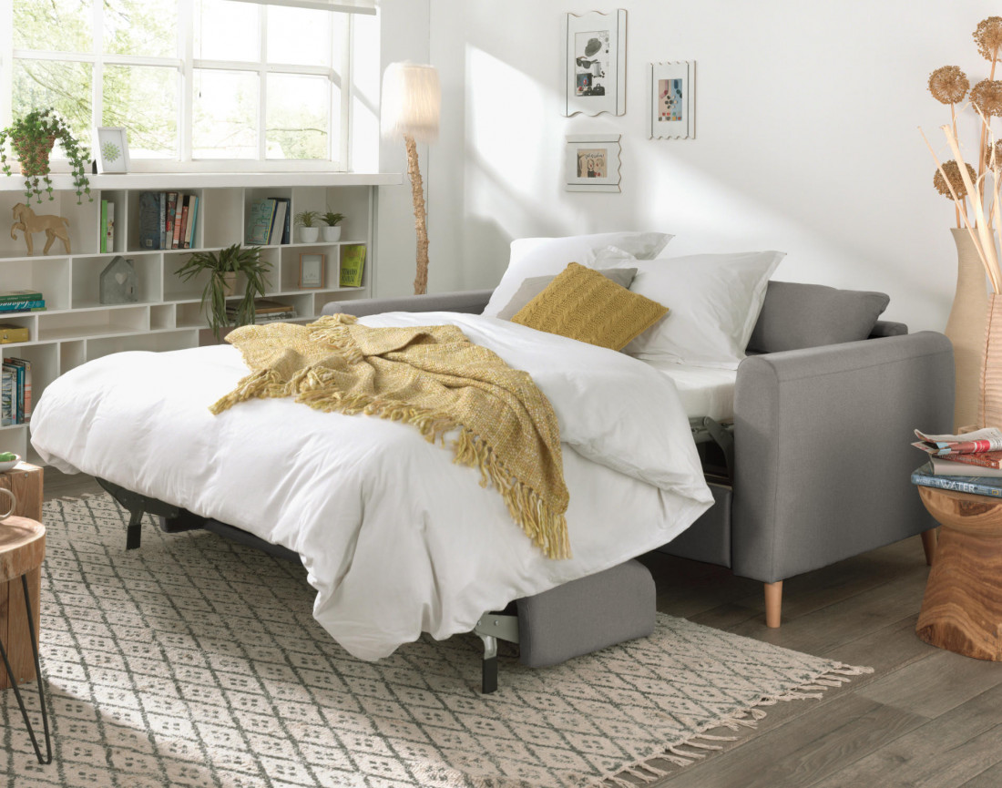 Canapé 3 places convertible express quotidien en tissu Timo