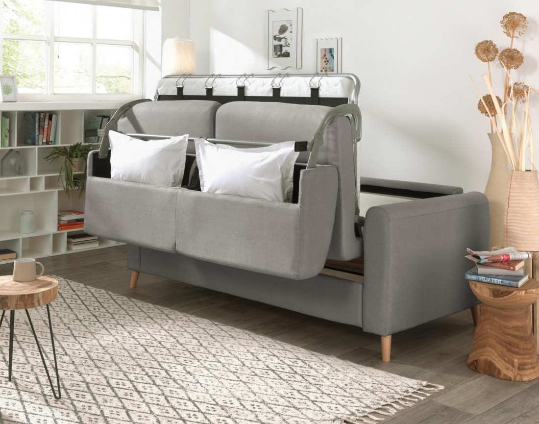 Canapé 3 places convertible express quotidien en tissu Timo