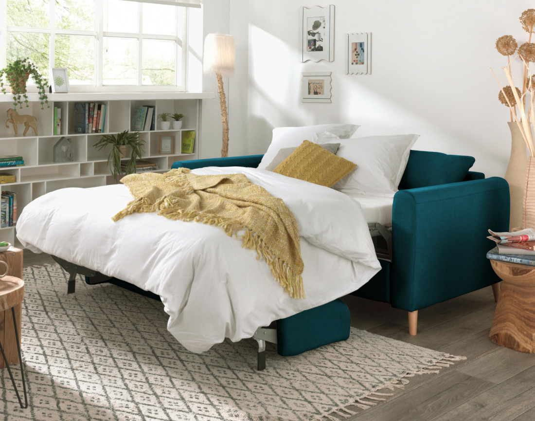 Canapé 3 places convertible express quotidien en tissu Timo