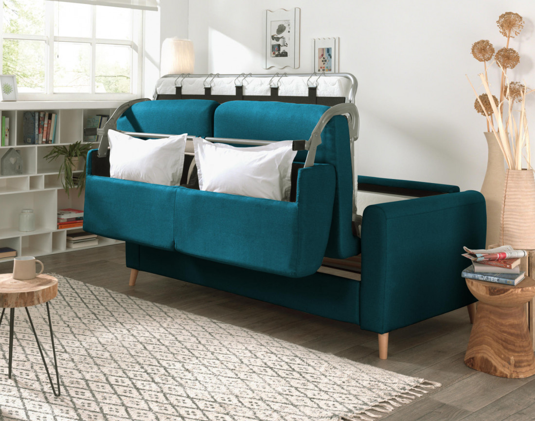 Canapé 3 places convertible express quotidien en tissu Timo