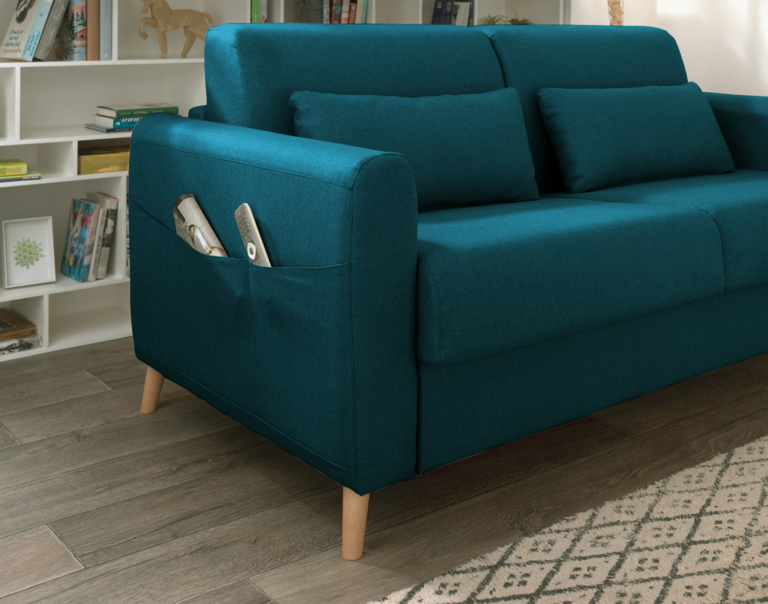 Canapé 3 places convertible express quotidien en tissu Timo