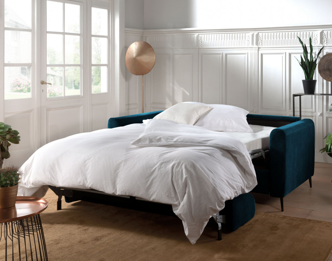 Canapé 3 places convertible express quotidien en velours Owen