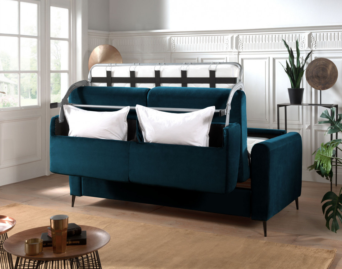 Canapé 3 places convertible express quotidien en velours Owen