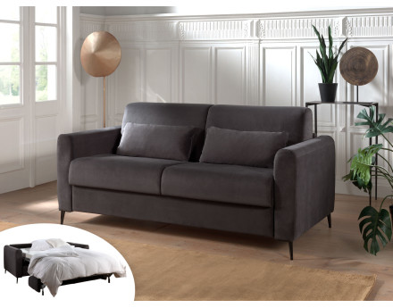 Canapé 3 places convertible express quotidien en velours Owen