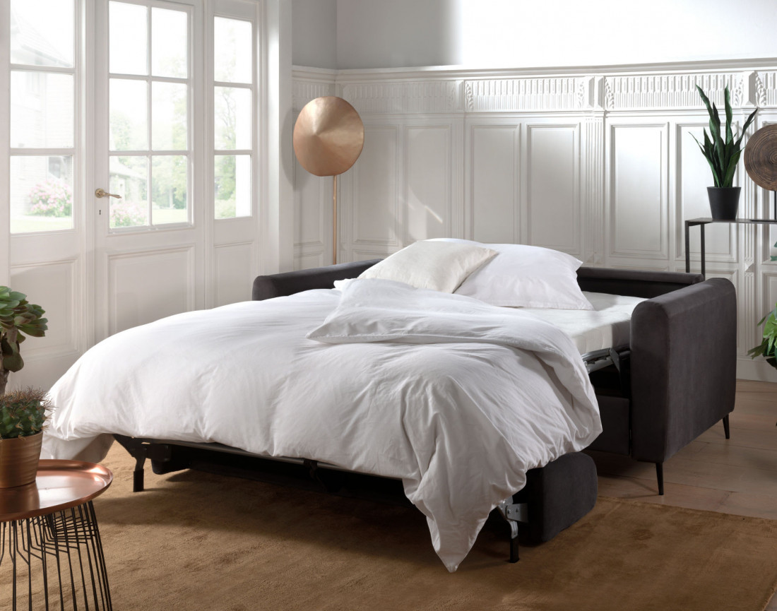 Canapé 3 places convertible express quotidien en velours Owen