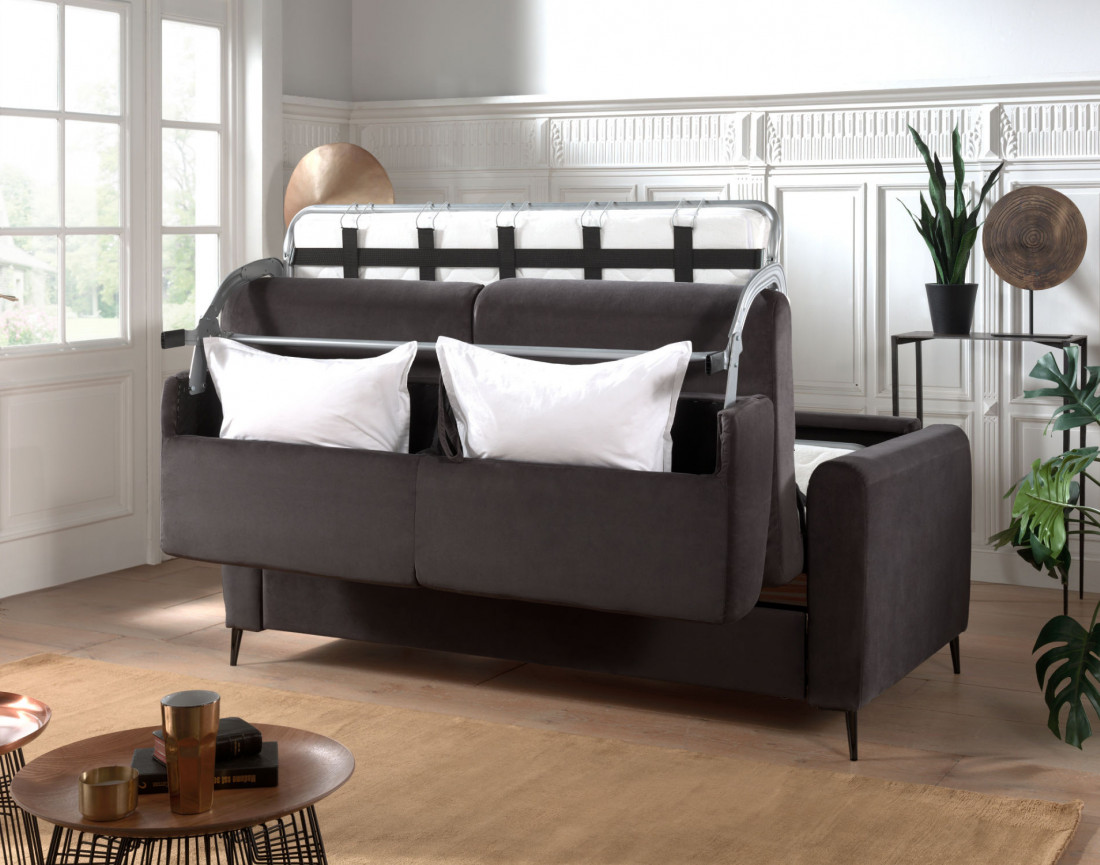 Canapé 3 places convertible express quotidien en velours Owen