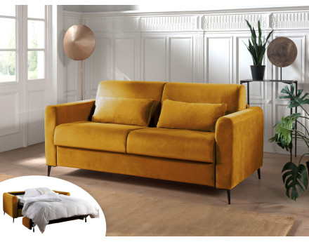 Canapé 3 places convertible express quotidien en velours Owen