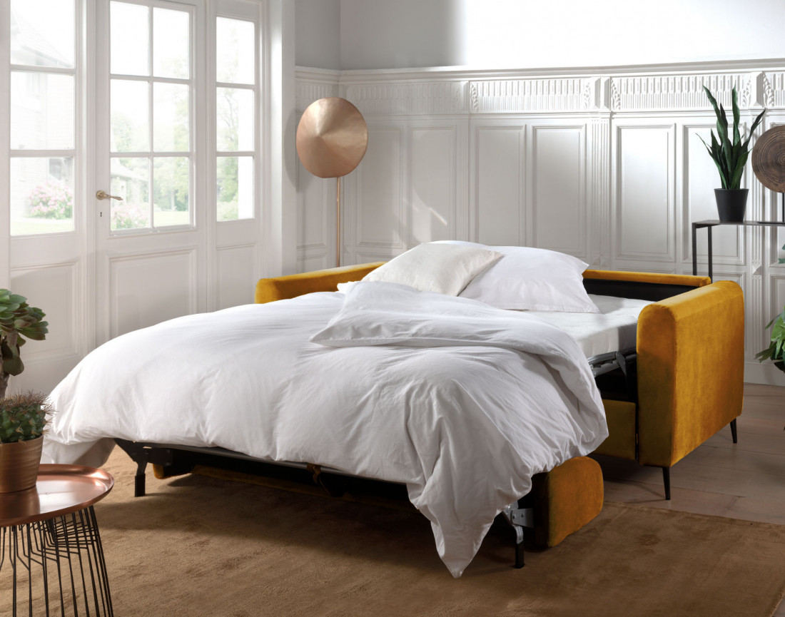 Canapé 3 places convertible express quotidien en velours Owen