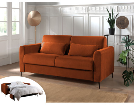 Canapé 3 places convertible express quotidien en velours Owen