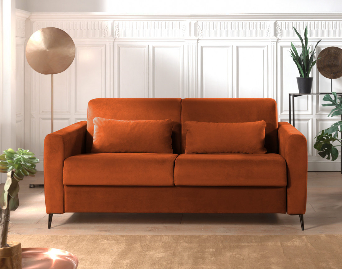 Canapé 3 places convertible express quotidien en velours Owen