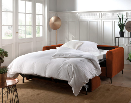 Canapé 3 places convertible express quotidien en velours Owen