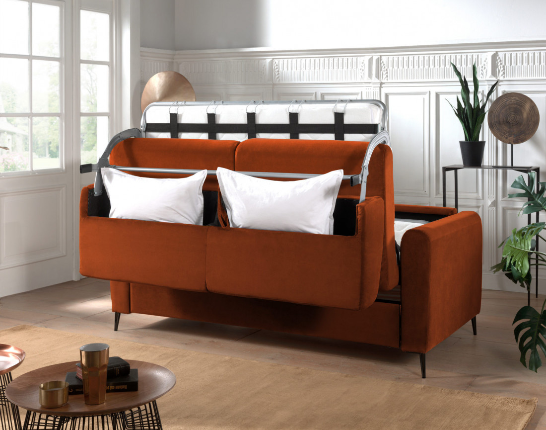 Canapé 3 places convertible express quotidien en velours Owen