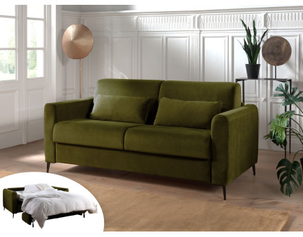 Canapé 3 places convertible express quotidien en velours Owen