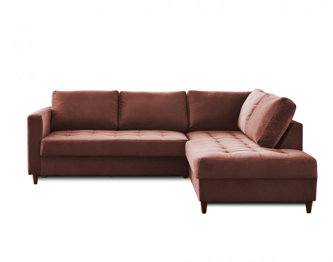 Canapé d'angle droit 5 places convertible en velours Anna