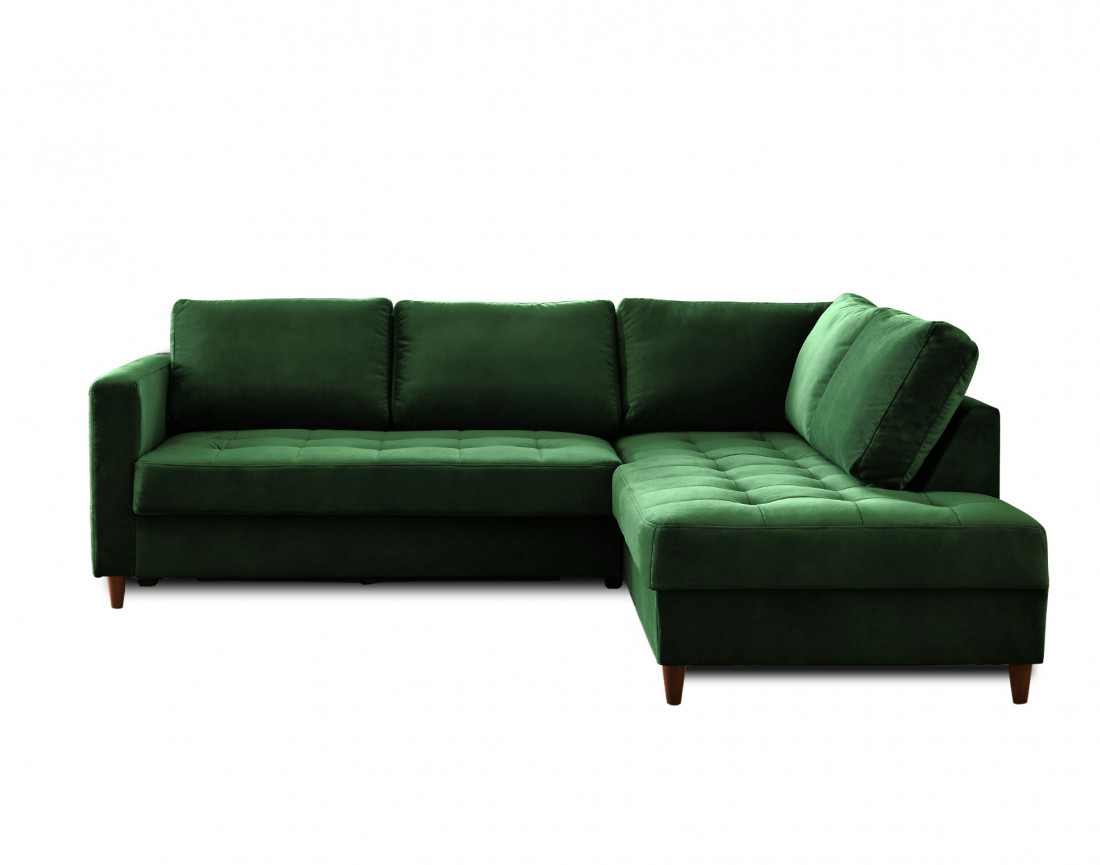 Canapé d'angle droit 5 places convertible en velours Anna