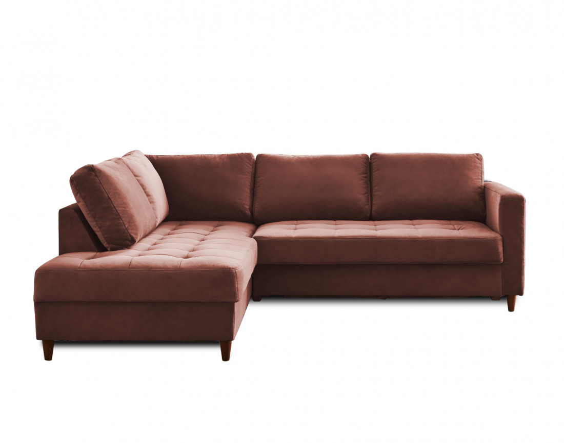 Canapé d'angle gauche 5 places convertible en velours Anna