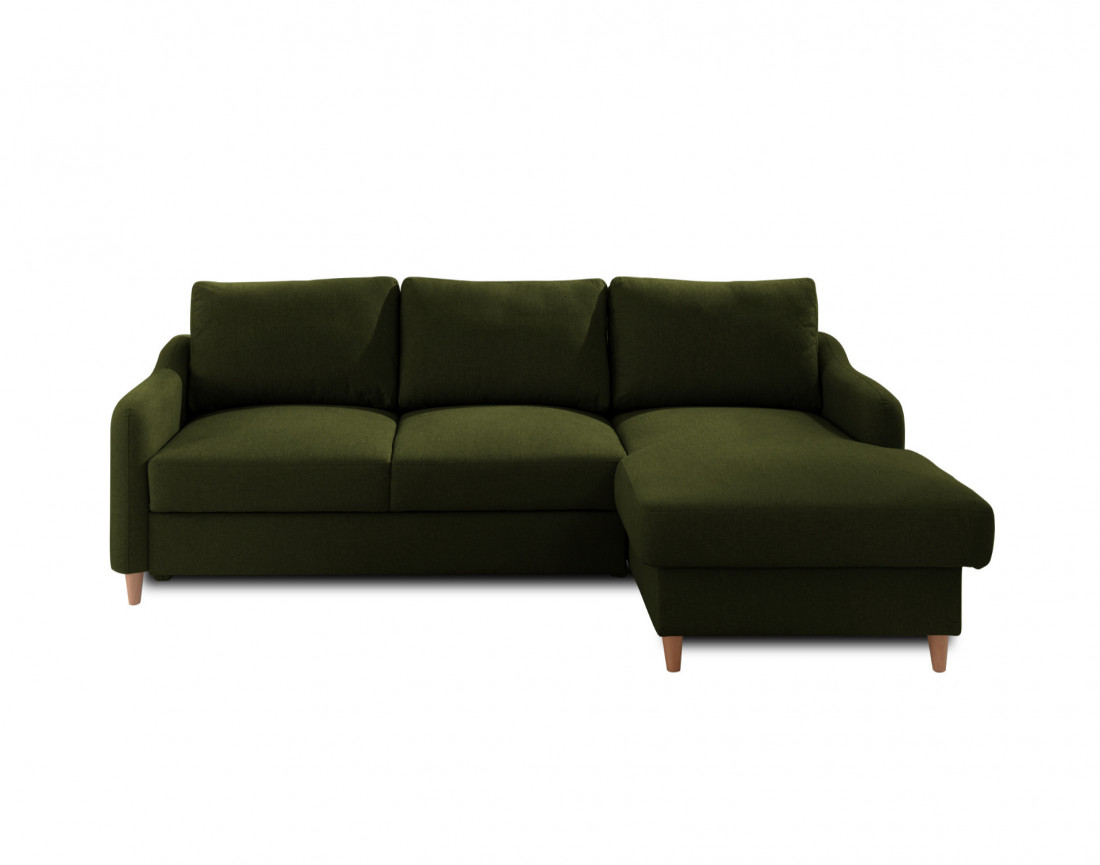 Canapé d'angle droit convertible avec coffre 4 places en tissu Will