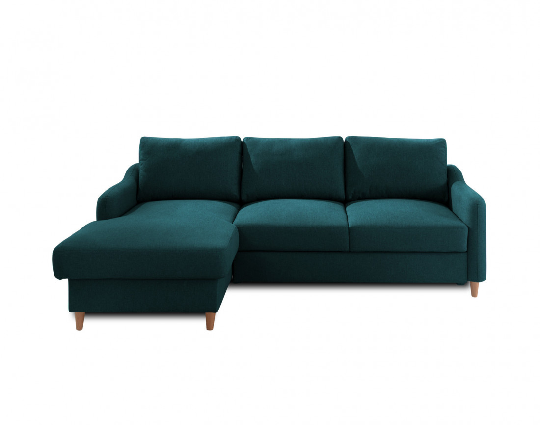 Canapé d'angle gauche convertible avec coffre 4 places en tissu Will