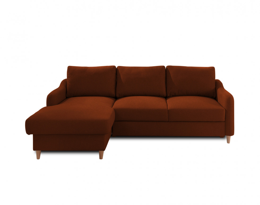 Canapé d'angle gauche convertible avec coffre 4 places en tissu Will