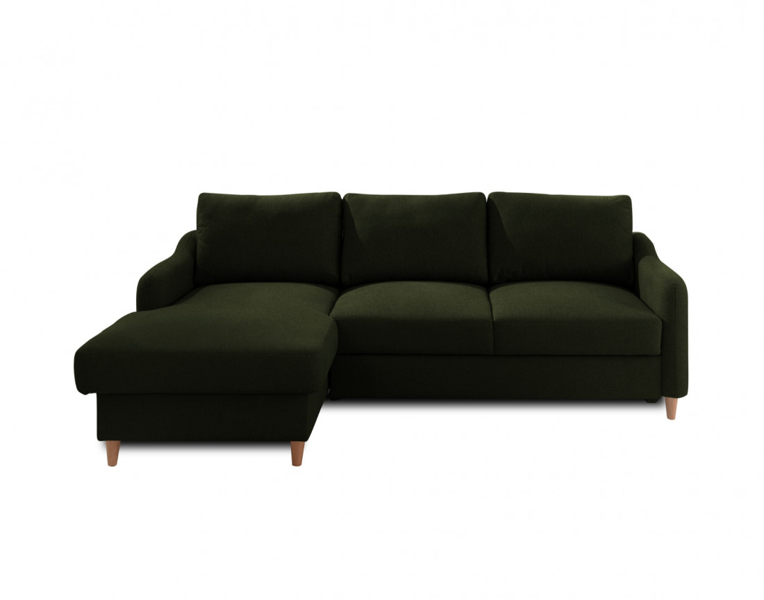 Canapé d'angle gauche convertible avec coffre 4 places en tissu Will