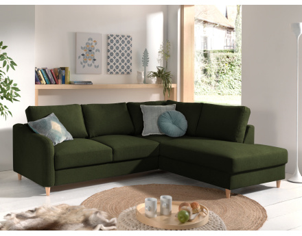 Canapé d'angle droit convertible 5 places en tissu Will