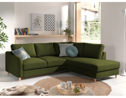 Canapé d'angle droit convertible 5 places en tissu Will