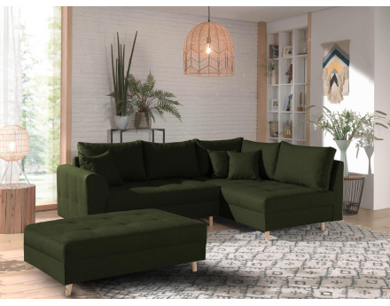 Canapé d'angle 4 places avec pouf d'appoint style scandinave Rune