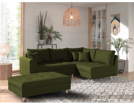 Canapé d'angle 4 places avec pouf d'appoint style scandinave Rune