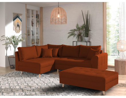 Canapé d'angle gauche Rune 4 places avec pouf style scandinave