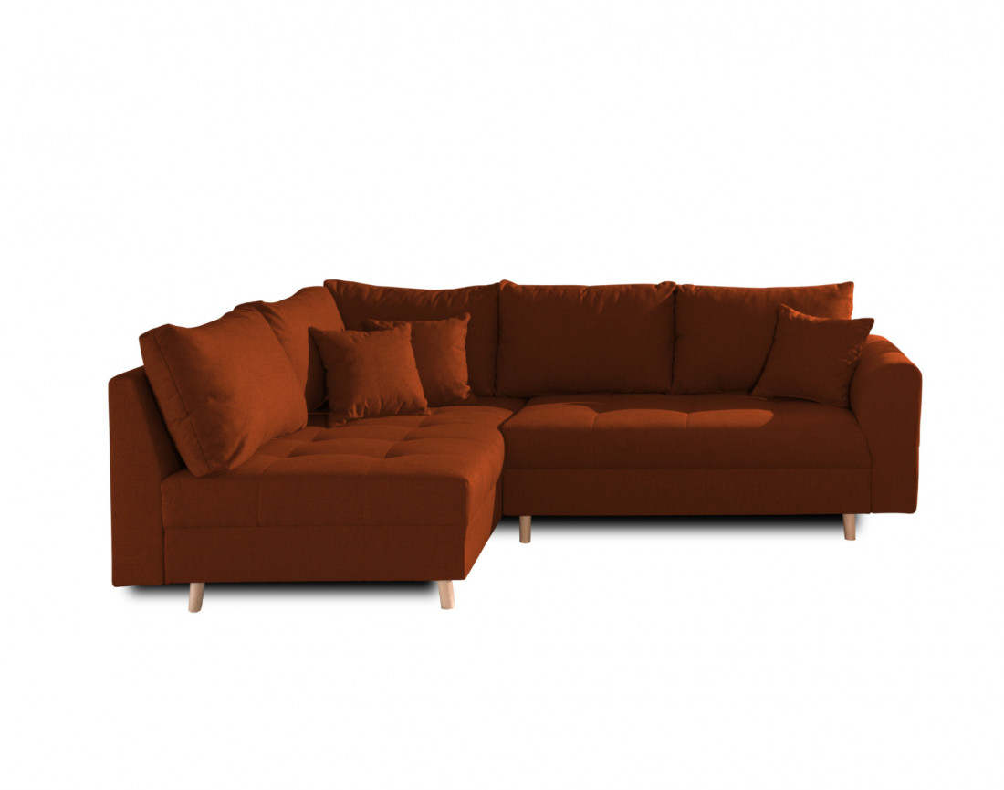 Canapé d'angle gauche Rune 4 places avec pouf style scandinave