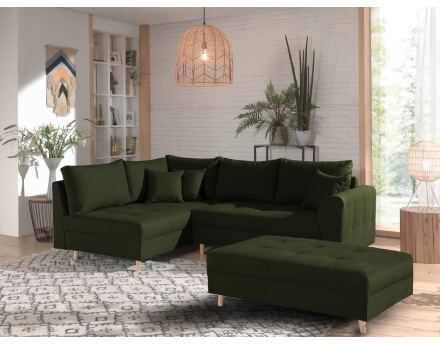 Canapé d'angle gauche Rune 4 places avec pouf style scandinave