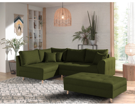Canapé d'angle gauche Rune 4 places avec pouf style scandinave