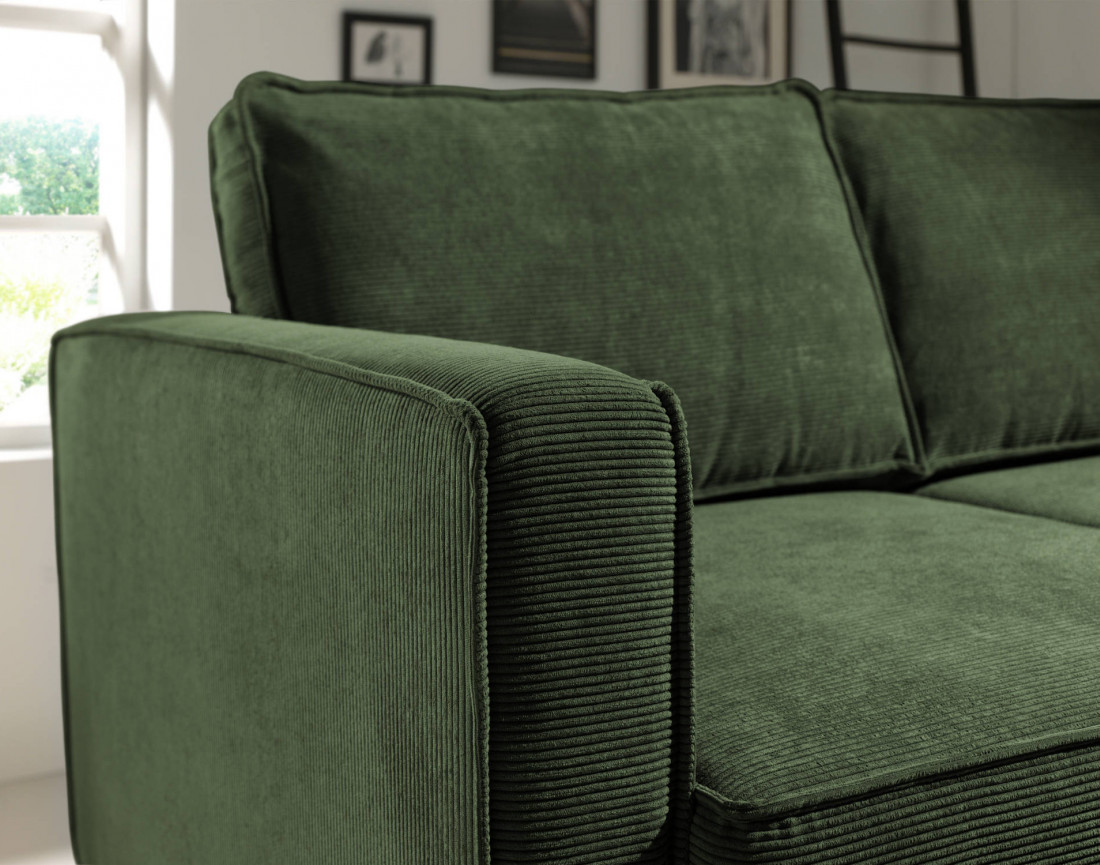 Canapé d'angle droit convertible avec coffre 4 places en velours côtelé Jake