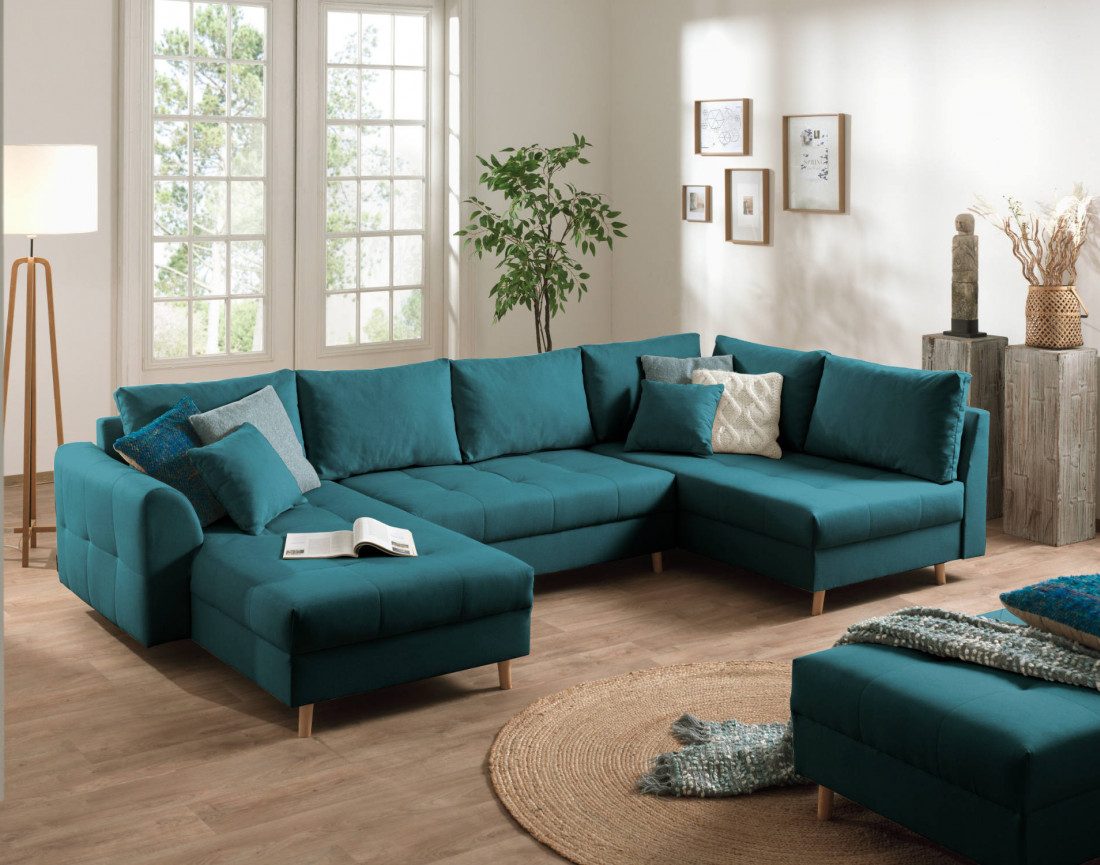 Canapé panoramique Rune 7 places style scandinave angle droit