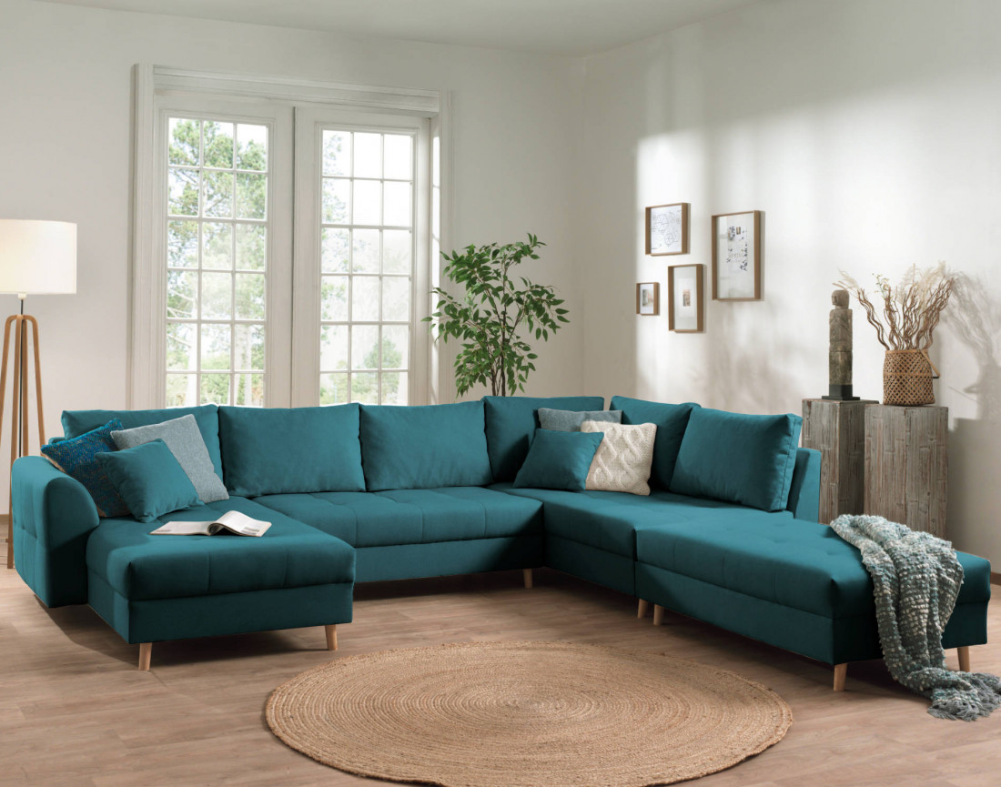Canapé panoramique Rune 7 places style scandinave angle droit