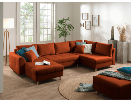Canapé panoramique Rune 7 places style scandinave angle droit