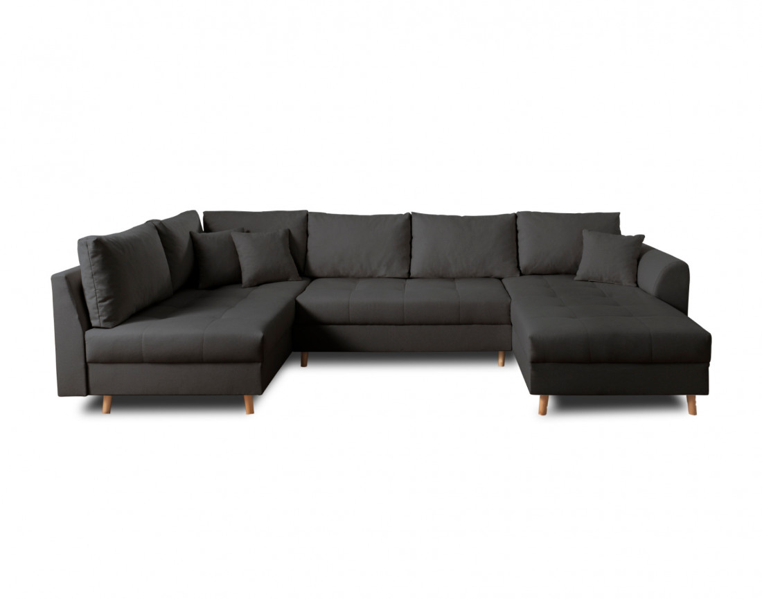 Canapé panoramique Rune 7 places avec pouf d'appoint style scandinave