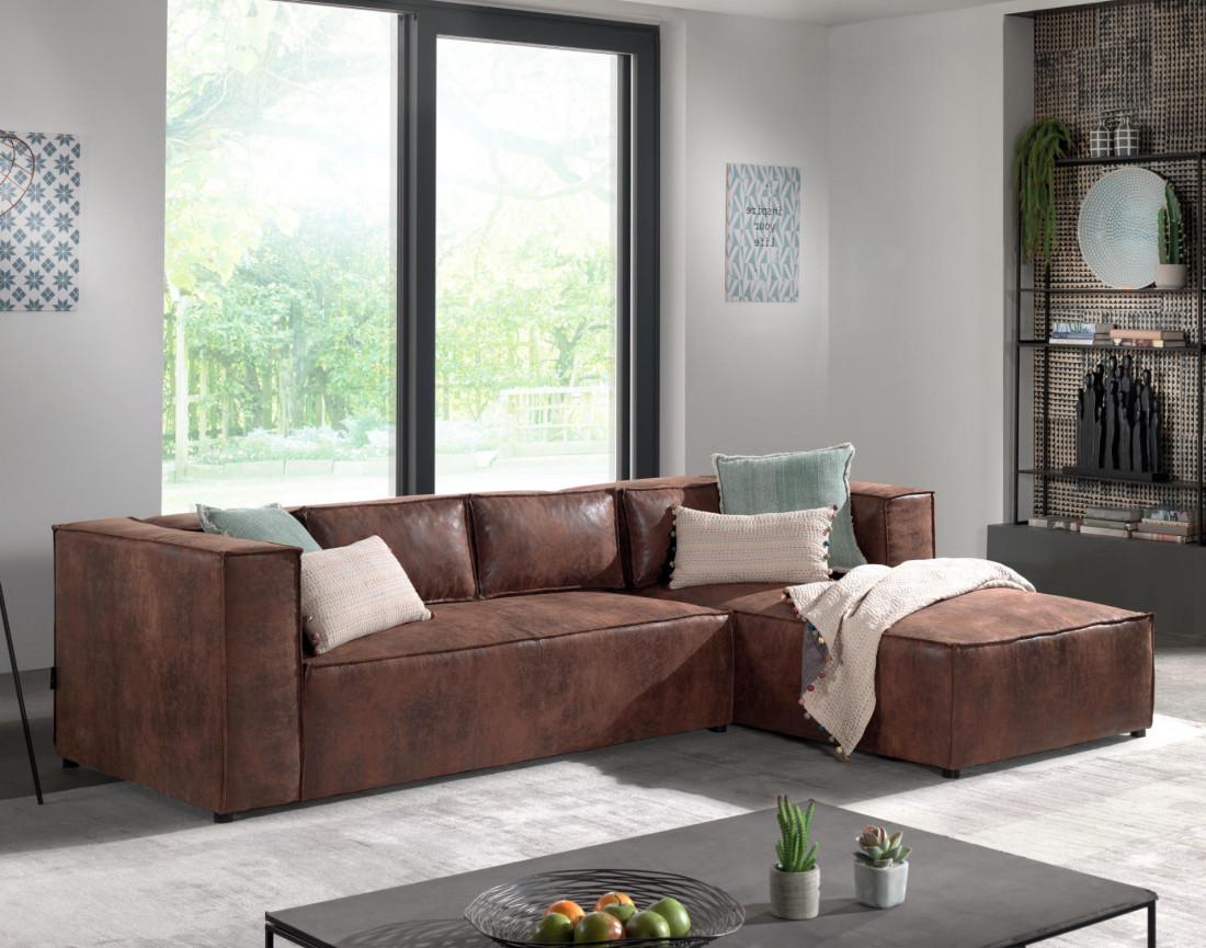 Stella - canapé d'angle droit - 4 places - style industriel