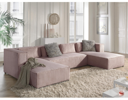 Stella - canapé panoramique en velours côtelé - 7 places - style contemporain