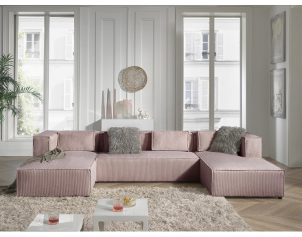 Stella - canapé panoramique en velours côtelé - 7 places - style contemporain