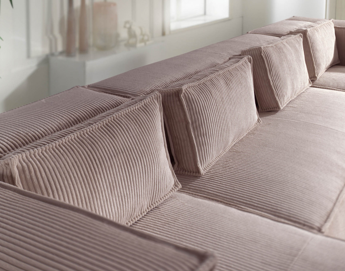 Stella - canapé panoramique en velours côtelé - 7 places - style contemporain