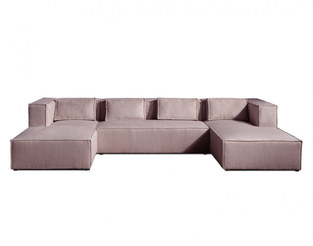 Stella - canapé panoramique en velours côtelé - 7 places - style contemporain