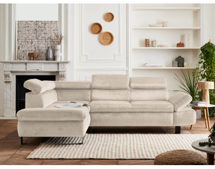 Canapé d'angle convertible 5 places avec têtières Nairobi - Gauche