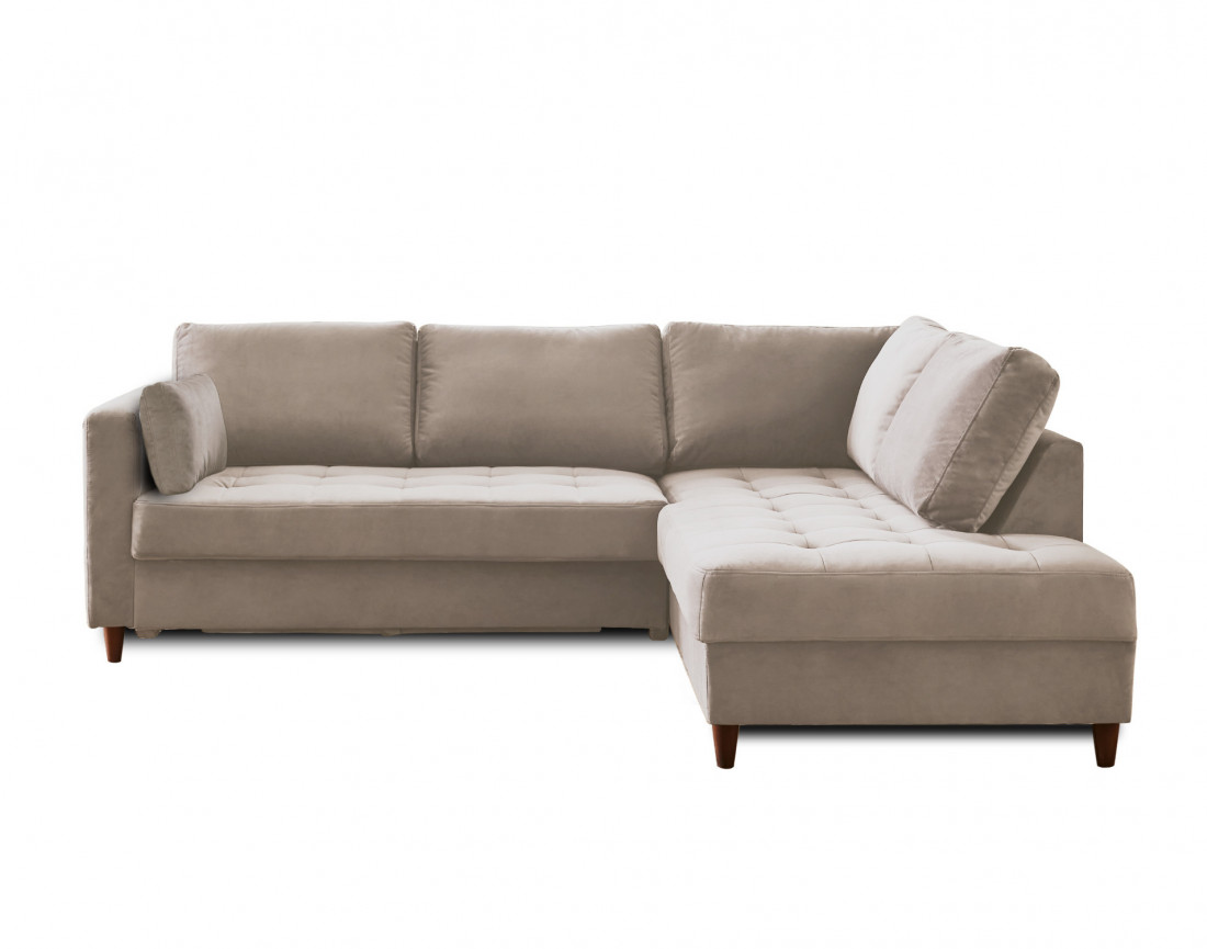 Canapé d'angle droit 5 places convertible en velours Anna