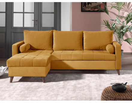 Polar - canapé d’angle réversible convertible en velours au design scandinave