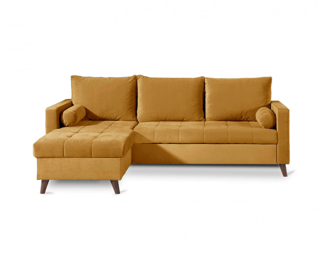 Polar - canapé d’angle réversible convertible en velours au design scandinave