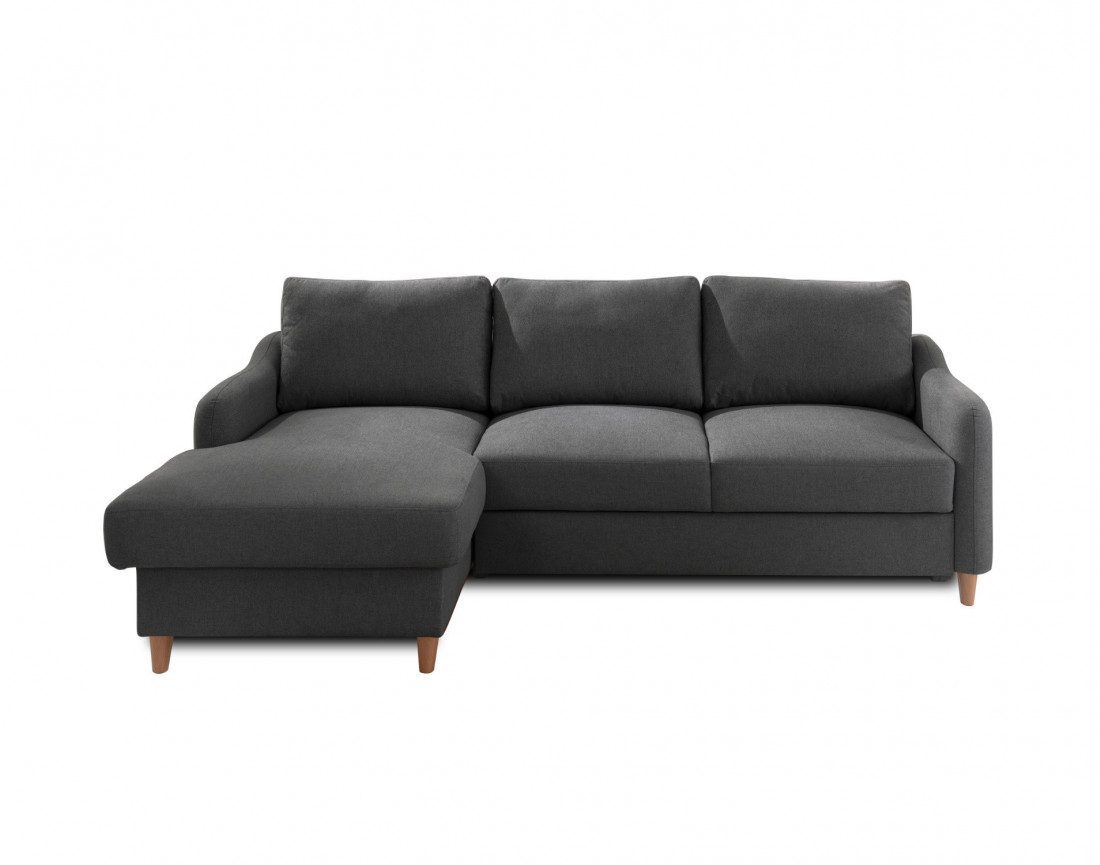 Canapé d'angle gauche convertible avec coffre 4 places en tissu Will