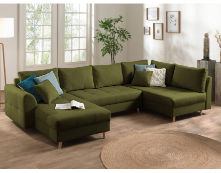 canapé panoramique d'angle droit 7 places - style scandinave - Rune